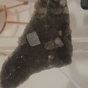 Cubic flourite on black amethyst